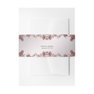 Bandeau De Faire-part Orné rose Floral Invitation Bande de ventre