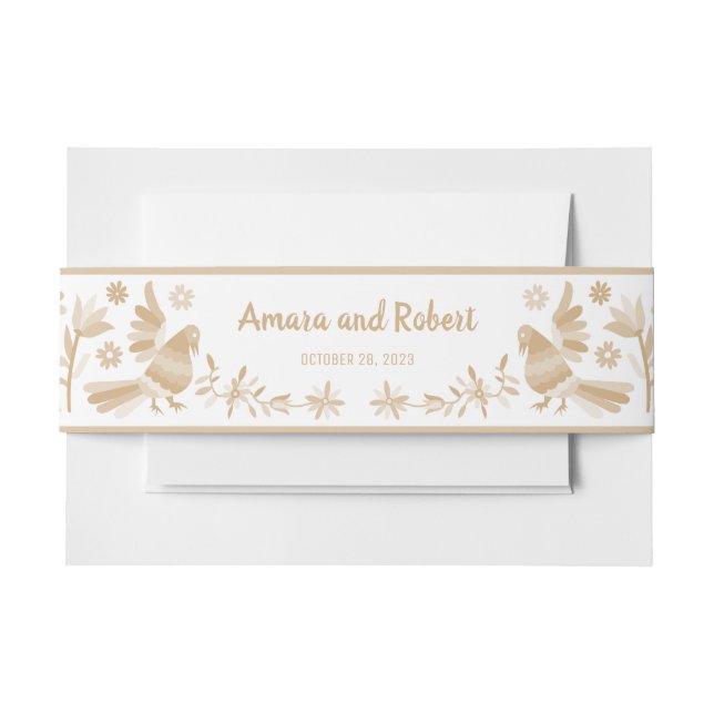 Bandeau De Faire-part Otomi mexicain beige (Devant Example)