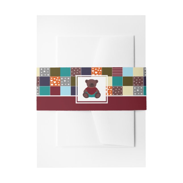 Bandeau De Faire-part Ours en patchwork, Baby Shower (Devant example)