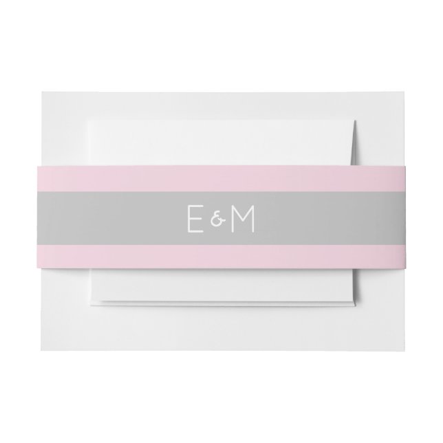 Bandeau De Faire-part Pack Mariage monogramme gris rose (Devant Example)