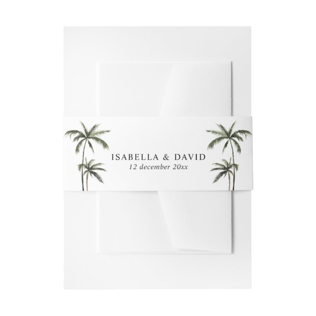 Bandeau De Faire-part Palm Tree Tropical Minimal Green Mariage (Devant example)