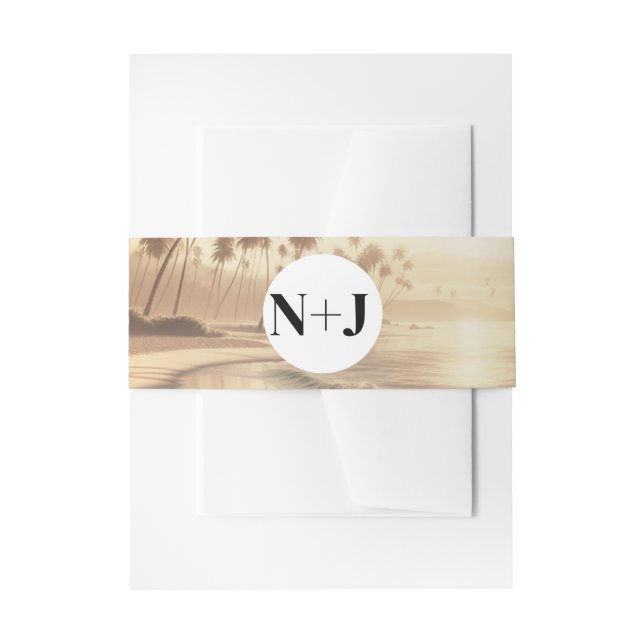 Bandeau De Faire-part Palmiers & Orange Sunset Beach Mariage (Devant example)
