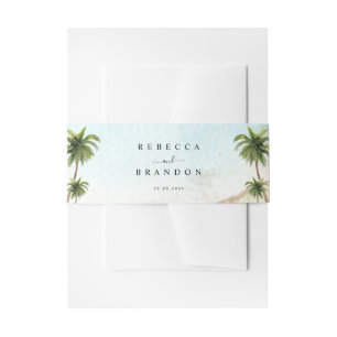 Bandeau De Faire-part Palmiers tropicaux Plage de sable de sableDestinat