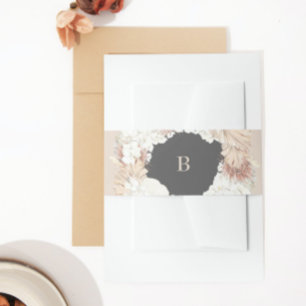 Bandeau De Faire-part Pampas de charbon Mariage de monogramme de crème d