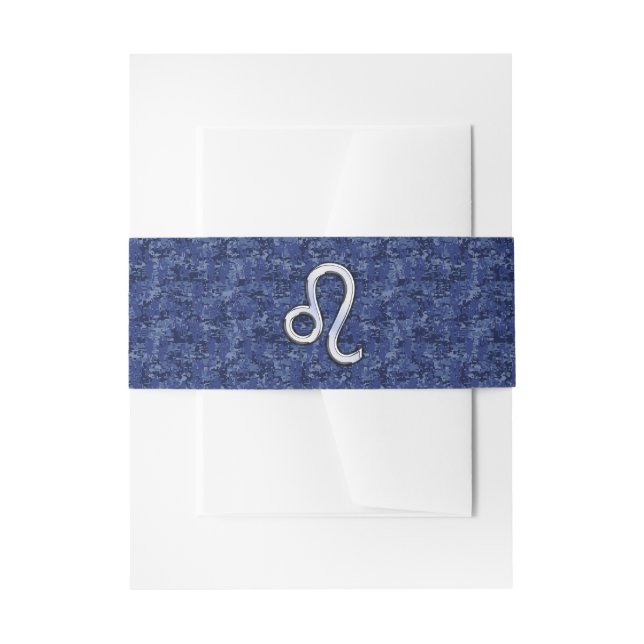 Bandeau De Faire-part Panneau Leo Zodiac sur Camouflage numérique bleu (Devant example)