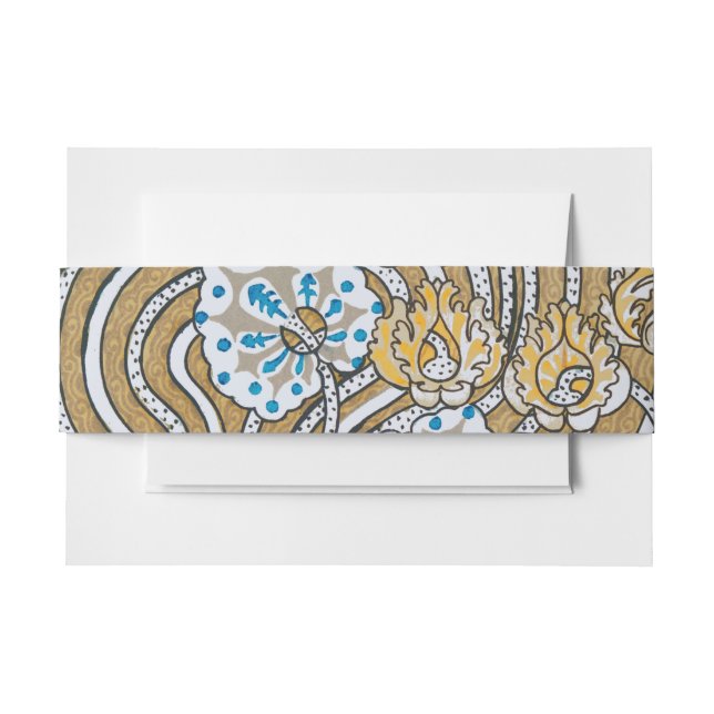 Bandeau De Faire-part papier peint bleu art nouveau cyclamen (Devant Example)