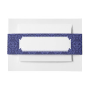 Bandeau De Faire-part Papier peint floral bleu de luxe de damassé