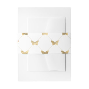 Bandeau De Faire-part Papillon en treillis d'or faux feuille