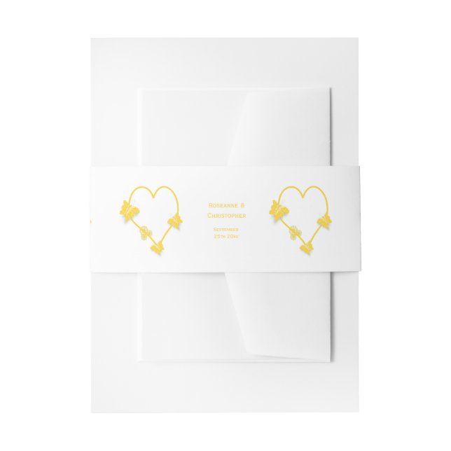 Bandeau De Faire-part Papillon jaune Mariage de conception cardiaque (Devant example)