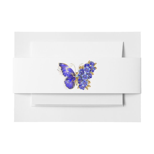 Bandeau De Faire-part Papillon saphir à fleurs (Devant Example)