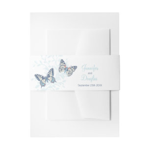 Bandeau De Faire-part papillons d'art mariage invitation bleue