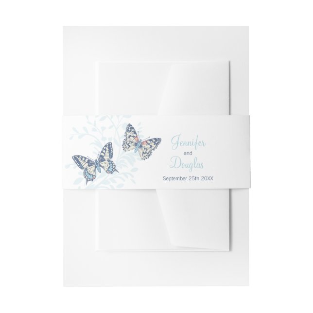 Bandeau De Faire-part papillons d'art mariage invitation bleue (Devant example)
