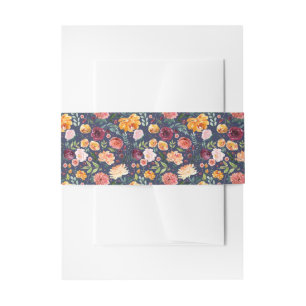 Bandeau De Faire-part Paprika Burgundy Floral Invitation Belly Band