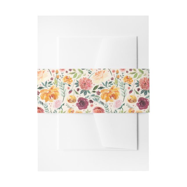 Bandeau De Faire-part Paprika Burgundy Floral Invitation Belly Band (Devant example)