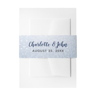 Bandeau De Faire-part Parties scintillant Blue Snowflakes hiver Mariage