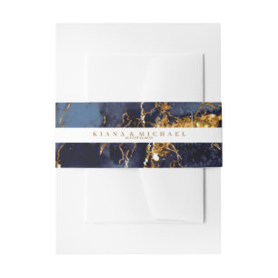 Bandeau De Faire-part Parties scintillant en marbre Mariage Marine Blue 