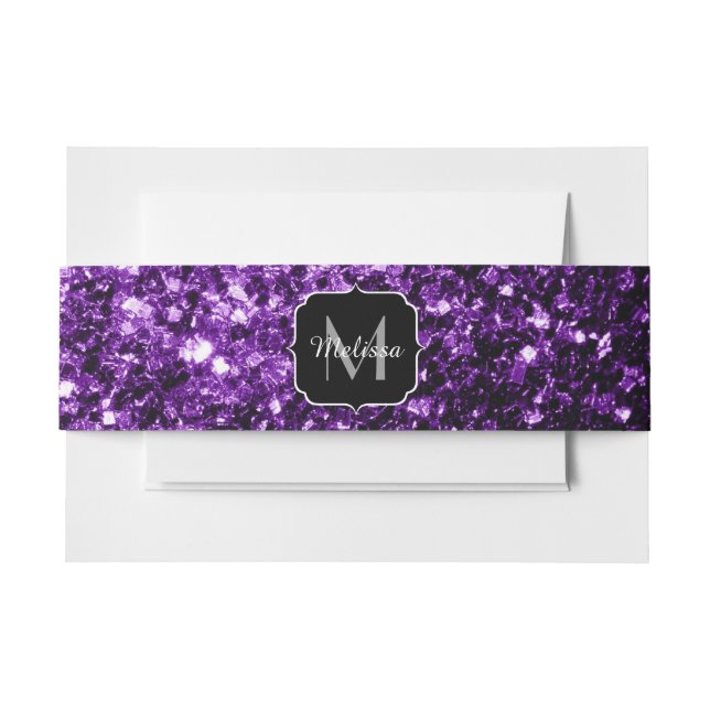 Bandeau De Faire-part Parties scintillant foncé violet faux brillant sci (Devant Example)