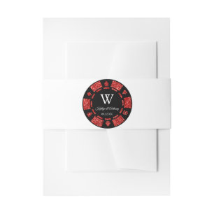 Bandeau De Faire-part Parties scintillant rouge Monogram Poker Chip Casi