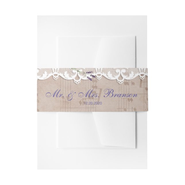 Bandeau De Faire-part Partition romantique Lavender Lace Mariage (Devant example)