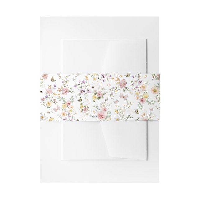 Bandeau De Faire-part Pastel Fleur sauvage Butterfly Garden Motif (Devant example)