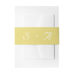 Bandeau De Faire-part Pastel Jaune Plaine Moderne Monogramme Mariage