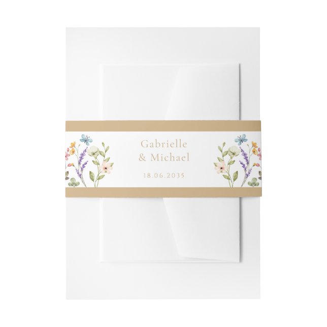Bandeau De Faire-part Pastel Wildflower Wedding Beige Border (Devant example)