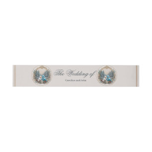 Bandeau De Faire-part Paysage d'hiver avec couple mariage d'oiseaux mign
