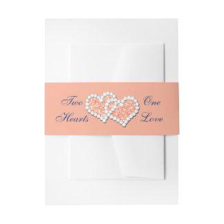 Bandeau De Faire-part Peach Hearts Faire-part de mariage Belly Band