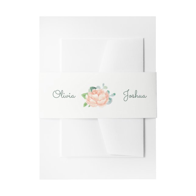 Bandeau De Faire-part Peach Peony Faire-part de mariage Belly Bands (Devant example)