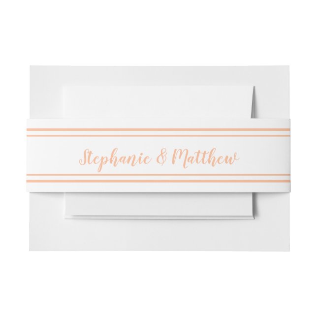 Bandeau De Faire-part Peach White Mariage Simple Chic Élégant Minimalist (Devant Example)