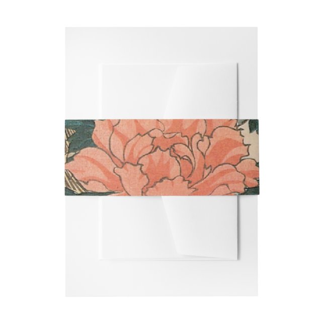Bandeau De Faire-part Peacock et Peonies par Mariage Hiroshige (Devant example)