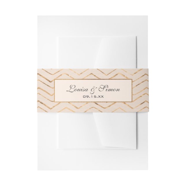 Bandeau De Faire-part Pêche et Gold Invitation Bande de ventre (Devant example)