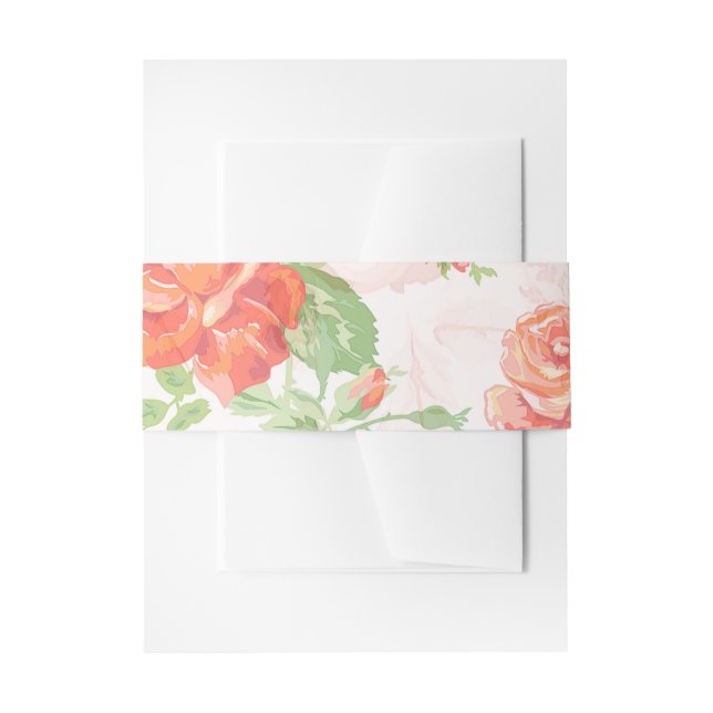 Bandeau De Faire-part Pêche florale et couleur verte (Devant example)