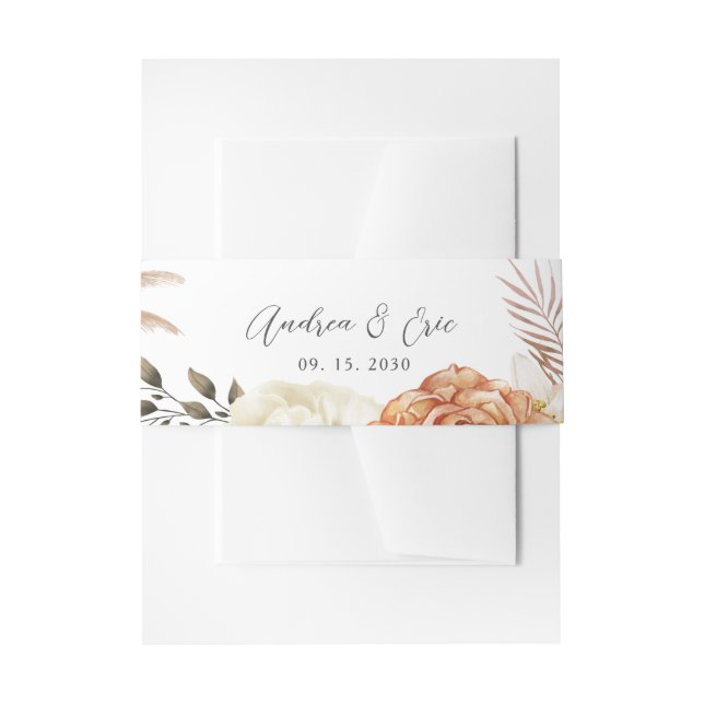 Bandeau De Faire-part Pêcher Floral Mariage Bande de ventre (Devant example)