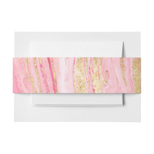Bandeau De Faire-part Peinture Liquide Abstraite Marbre Or Rose Élégante
