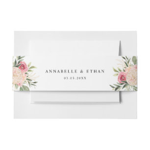 Bandeau De Faire-part Peony et Gold Foil Bloom Belly Band