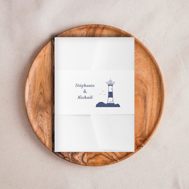 Bandeau De Faire-part Phare Faire-part de mariage Belly Band (Lighthouse Wedding Invitation Belly Band)