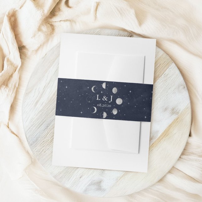Bandeau De Faire-part Phases de la lune d'argent céleste Bande de ventre (Créateur téléchargé)