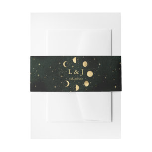 Bandeau De Faire-part Phases de lune céleste Émeraude Mariage Bande de v