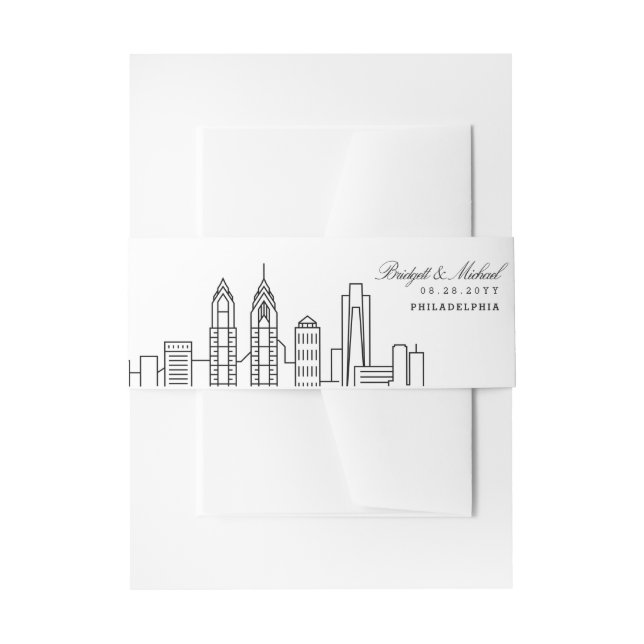 Bandeau De Faire-part Philadelphie Mariage Skyline | (Devant example)
