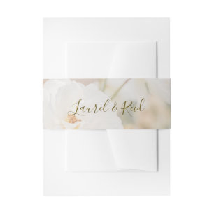 Bandeau De Faire-part Photo de rose blanche décolorée rêveuse avec noms 