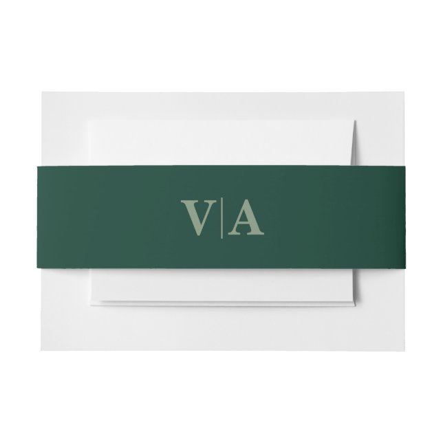 Bandeau De Faire-part Pin d'hiver vert avec Monogramme Mariage (Devant Example)