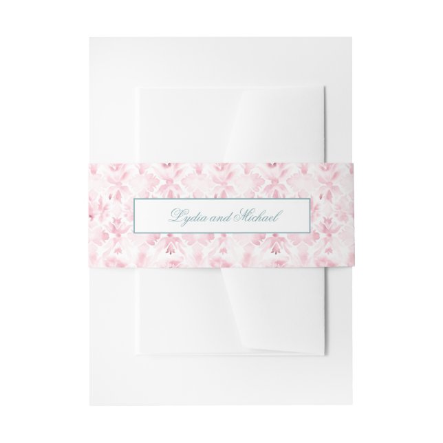 Bandeau De Faire-part Pink Damask Invitation Belly Band (Devant example)