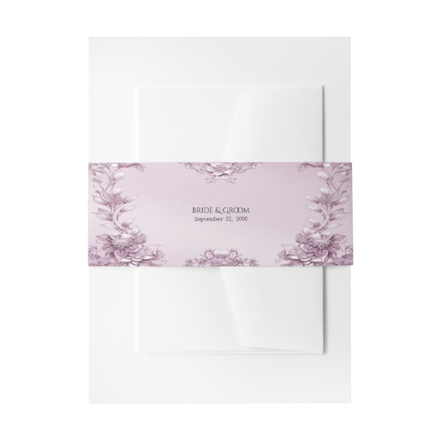 Bandeau De Faire-part Pink Floral Foliage Invitation Bande de ventre (Devant example)