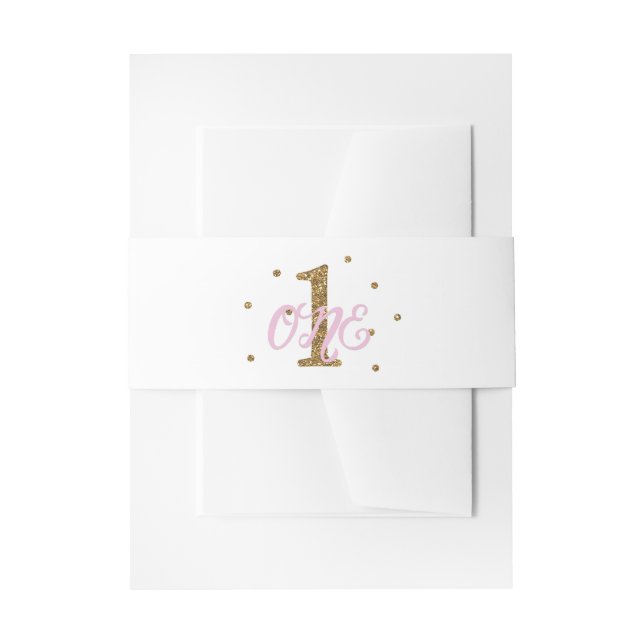 Bandeau De Faire-part Pink & Gold Girls ONE 1er anniversaire (Devant example)