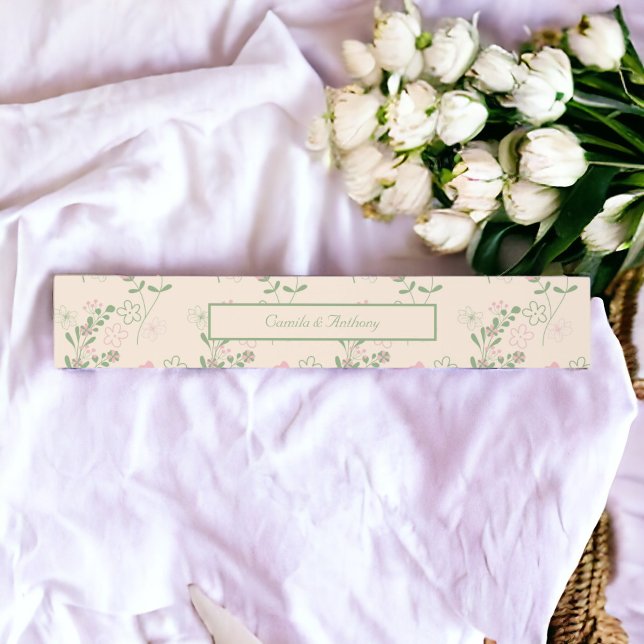 Bandeau De Faire-part Pink Green Retro Y2K les années 70 Fleur Motif (Zazzle Pink Green Retro Y2K 70s Flower Pattern Invitation Belly Band)