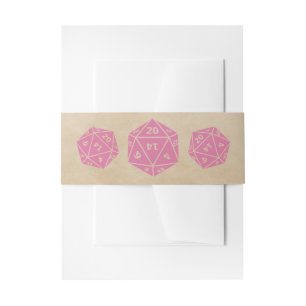 Bandeau De Faire-part Pink Grunge D20 Dice Gamer Belly Bands