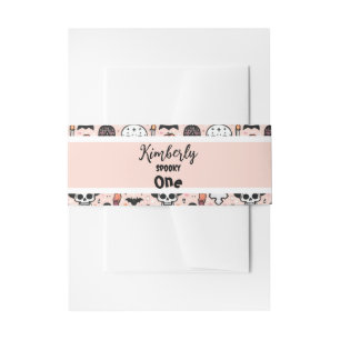 Bandeau De Faire-part Pink Halloween Tricoter ou traiter Nom de famille