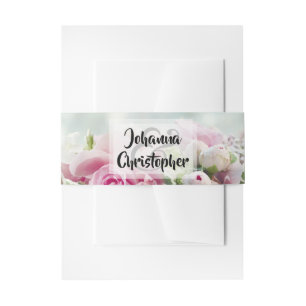 Bandeau De Faire-part Pink Pastel Roses Mariage de script en gras