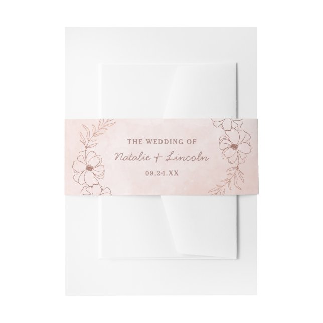 Bandeau De Faire-part Pink Rose Rose Blush Gold Foil Russe Mariage Monog (Devant example)